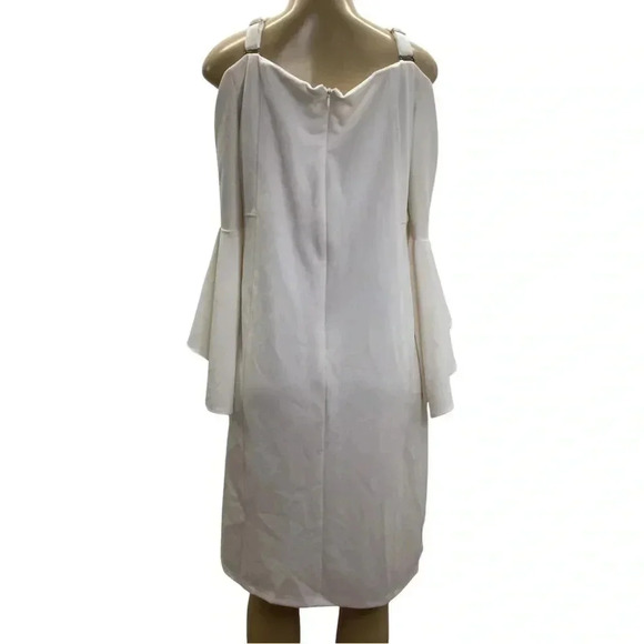 R & M Richards Cream Off The Shoulder Dress Size 14W New Without Tags - Picture 2 of 9